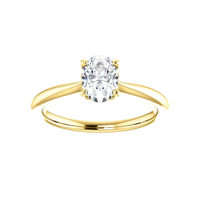 The Kelsea Oval Moissanite Engagement Ring Rope Solitaire Setting Yellow Gold