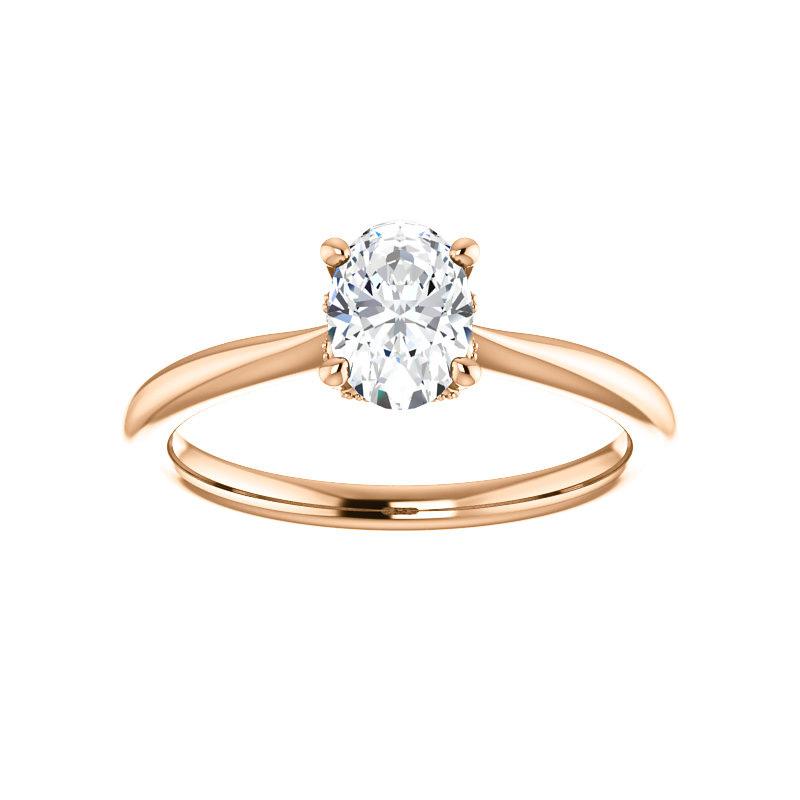 The Kelsea Oval Moissanite Engagement Ring Rope Solitaire Setting Rose Gold