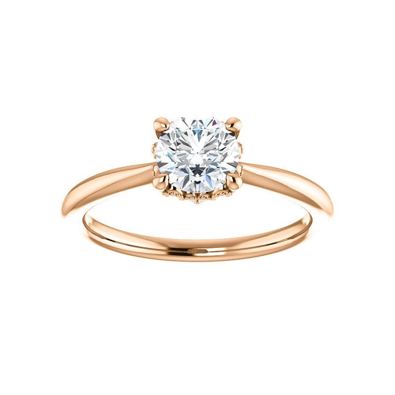 The Kelsea Round Moissanite Engagement Ring Rope Solitaire Setting Rose Gold