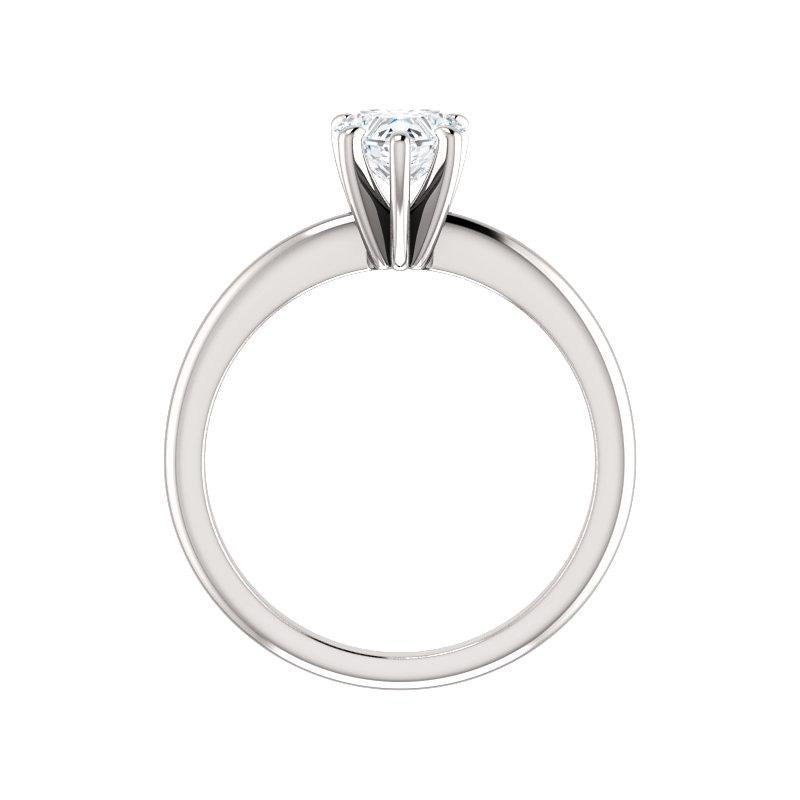 The Six Prongs Heart Lab Diamond Engagement Ring Rope Solitaire Setting White Gold Side Profile
