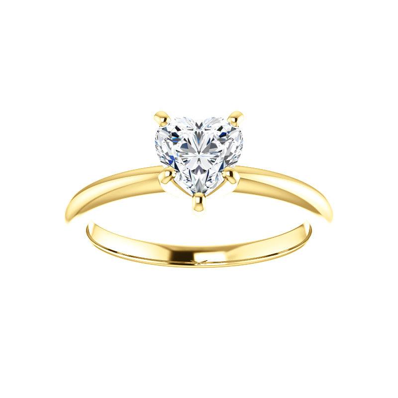The Six Prongs Heart Moissanite Engagement Ring Rope Solitaire Setting Yellow Gold