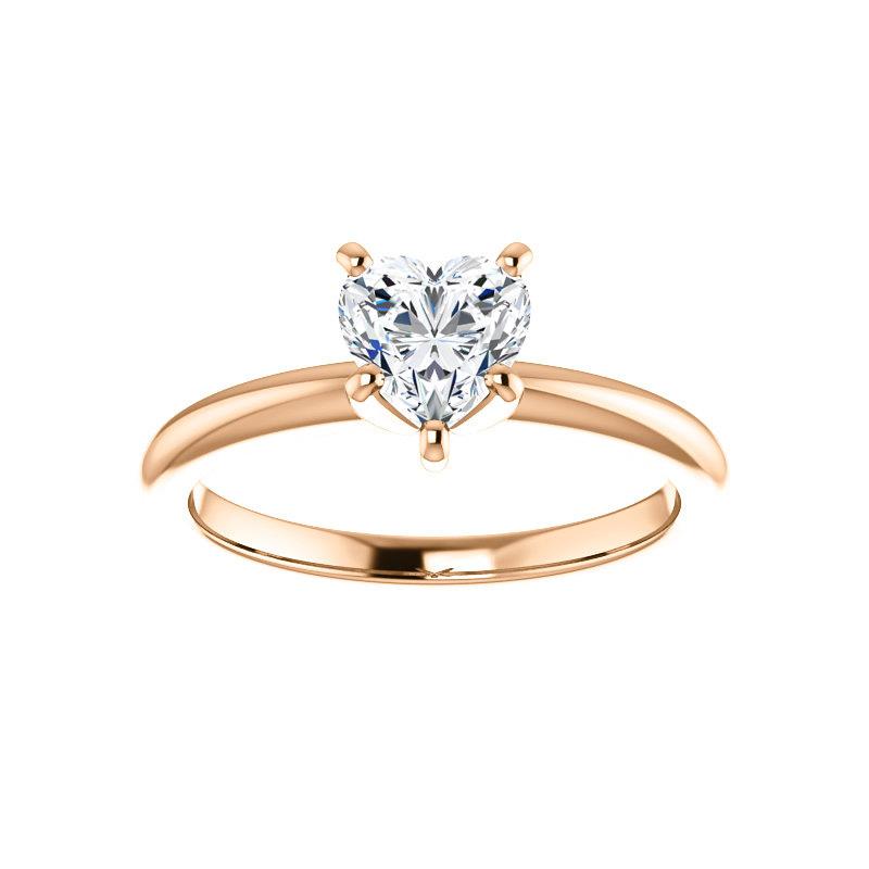 The Six Prongs Heart Moissanite Engagement Ring Rope Solitaire Setting Rose Gold