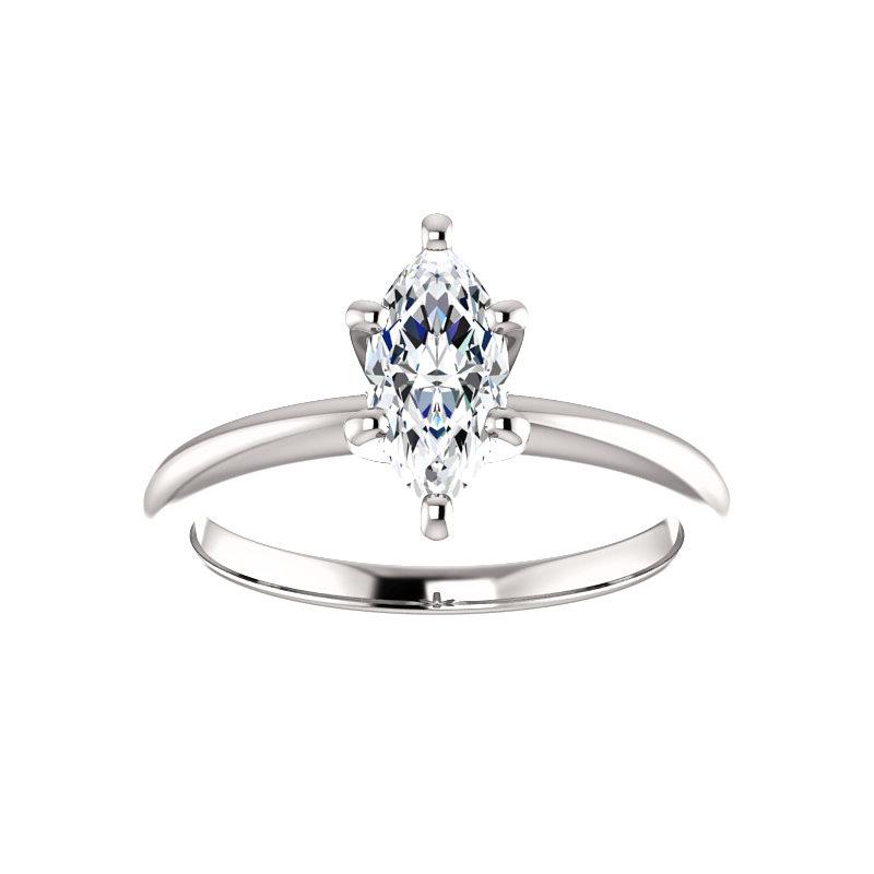 The Six Prongs Marquise Moissanite Engagement Ring Rope Solitaire Setting White Gold