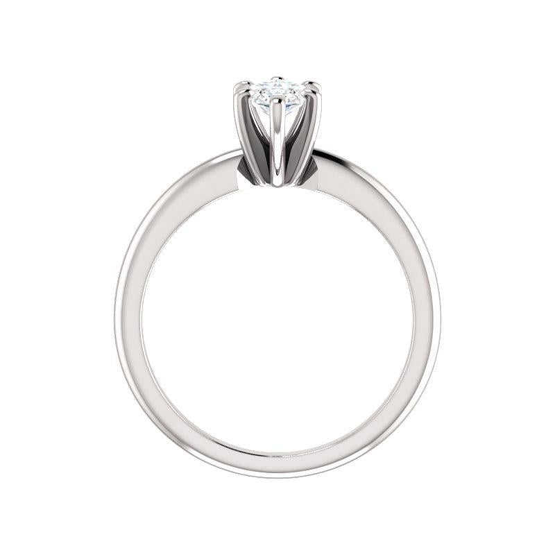 The Six Prongs Marquise Moissanite Engagement Ring Rope Solitaire Setting White Gold Side Profile