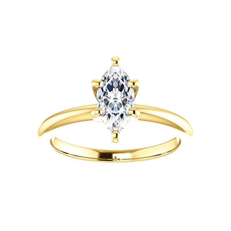 The Six Prongs Marquise Lab Diamond Engagement Ring Rope Solitaire Setting Yellow Gold