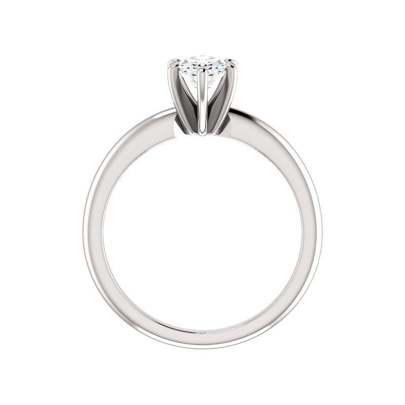 The Six Prongs Oval Lab Diamond Engagement Ring Rope Solitaire Setting White Gold Side Profile