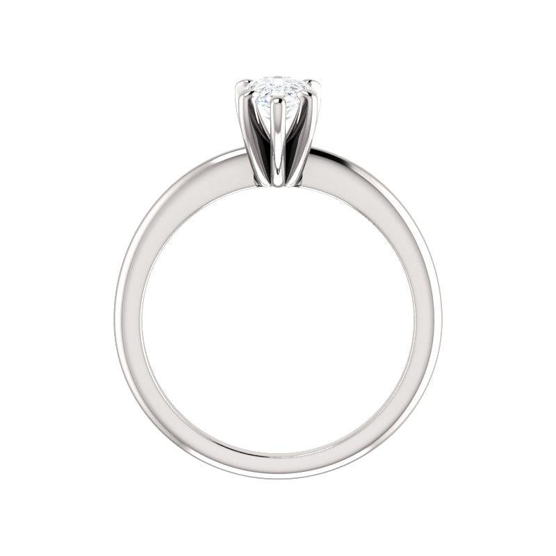 The Six Prongs Pear Moissanite Engagement Ring Rope Solitaire Setting White Gold Side Profile