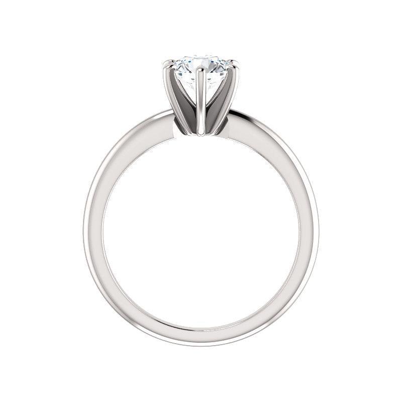 The Six Prongs Round Lab Diamond Engagement Ring Rope Solitaire Setting White Gold Side Profile