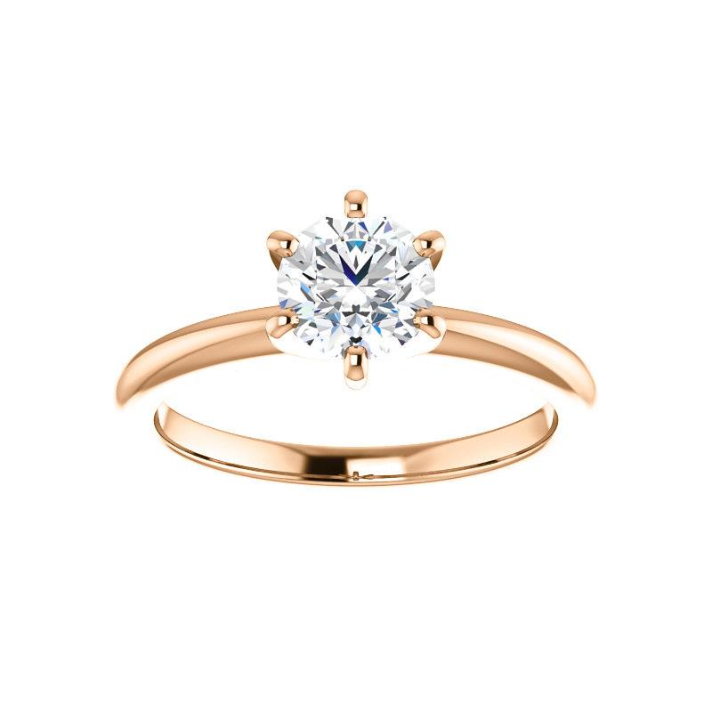 The Six Prongs Round Lab Diamond Engagement Ring Rope Solitaire Setting Rose Gold