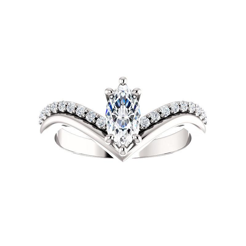 The Nelda Moissanite marquise moissanite engagement ring solitaire setting white gold
