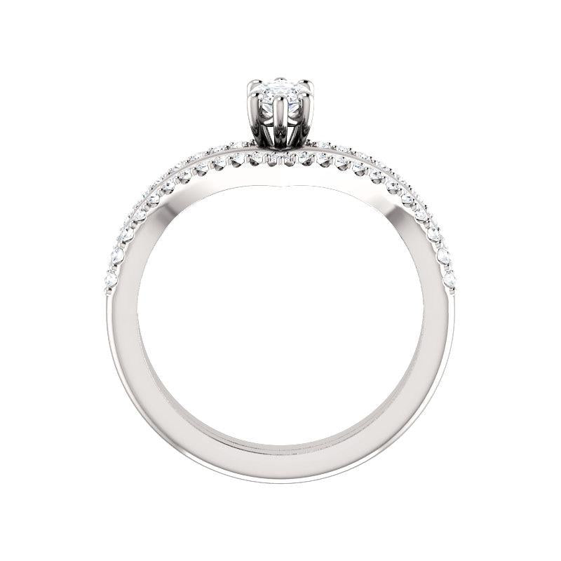 The Nelda Moissanite marquise moissanite engagement ring solitaire setting white gold side profile