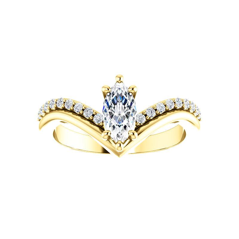 The Nelda Lab Diamond marquise Lab Diamond Engagement Ring solitaire setting yellow gold