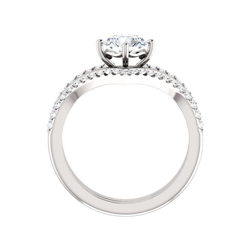 The Nelda Moissanite round moissanite engagement ring solitaire setting white gold side profile