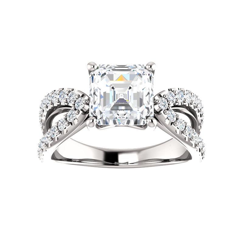 The Tia Asscher Moissanite Ring moissanite engagement ring solitaire setting white gold