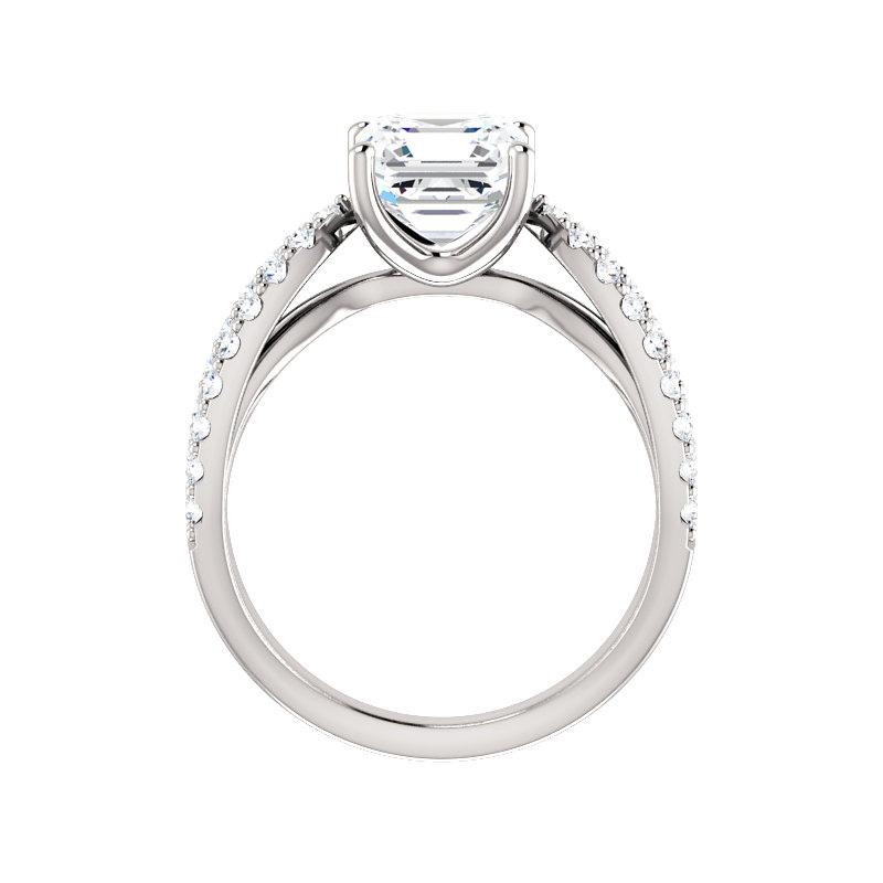 The Tia Asscher Moissanite Ring moissanite engagement ring solitaire setting white gold side profile