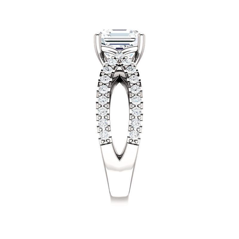 The Tia Asscher Lab Diamond Ring Lab Diamond Engagement Ring solitaire setting white gold band profile