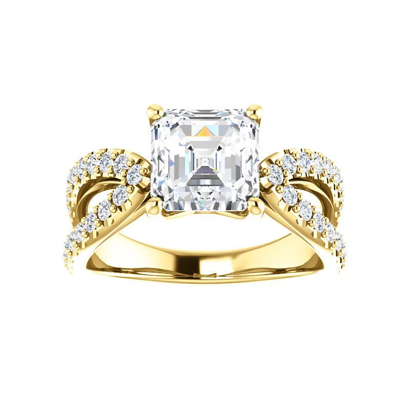 The Tia Asscher Moissanite Ring moissanite engagement ring solitaire setting yellow gold