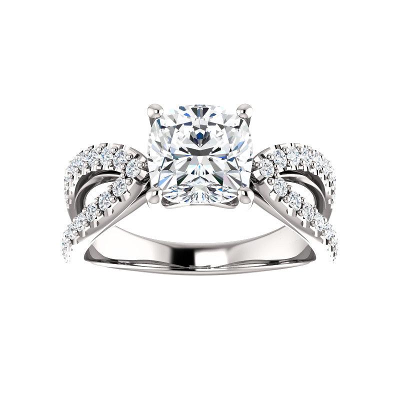 The Tia Cushion Moissanite Ring moissanite engagement ring solitaire setting white gold
