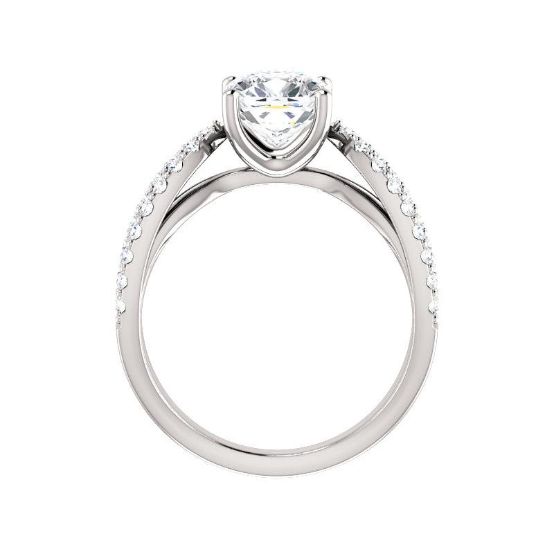 The Tia Cushion Moissanite Ring moissanite engagement ring solitaire setting white gold side profile