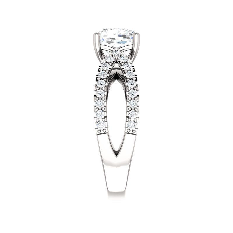 The Tia Cushion lab diamond ring engagement ring solitaire setting white gold band profile