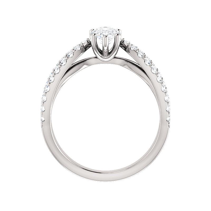 The Tia Pear Lab Diamond Ring Lab Diamond Engagement Ring solitaire setting white gold side profile