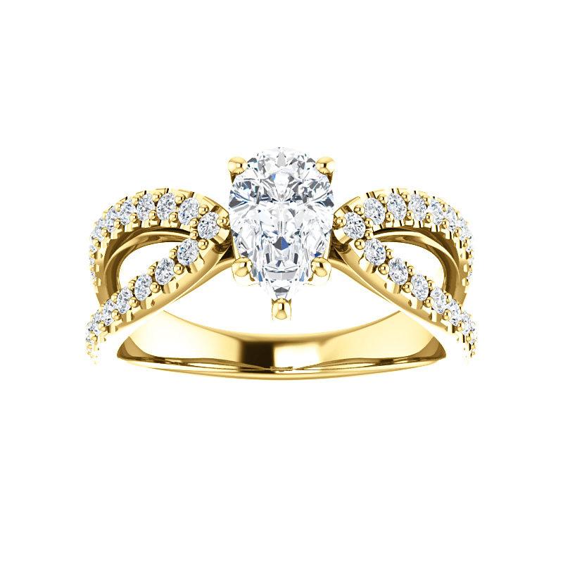 The Tia Pear Moissanite Ring moissanite engagement ring solitaire setting yellow gold