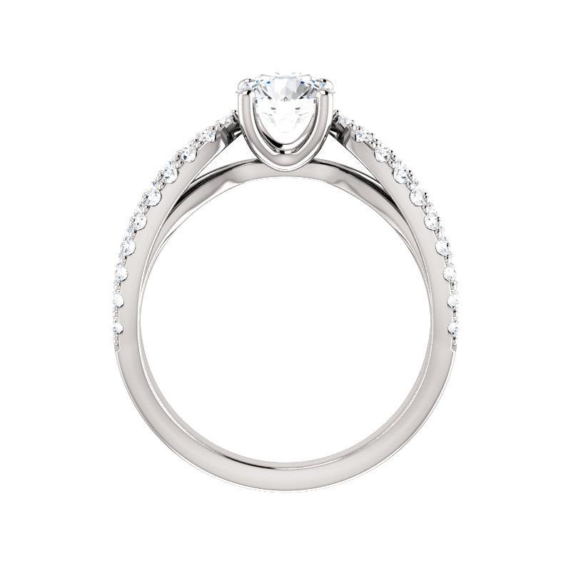 The Tia Round Moissanite Ring moissanite engagement ring solitaire setting white gold side profile