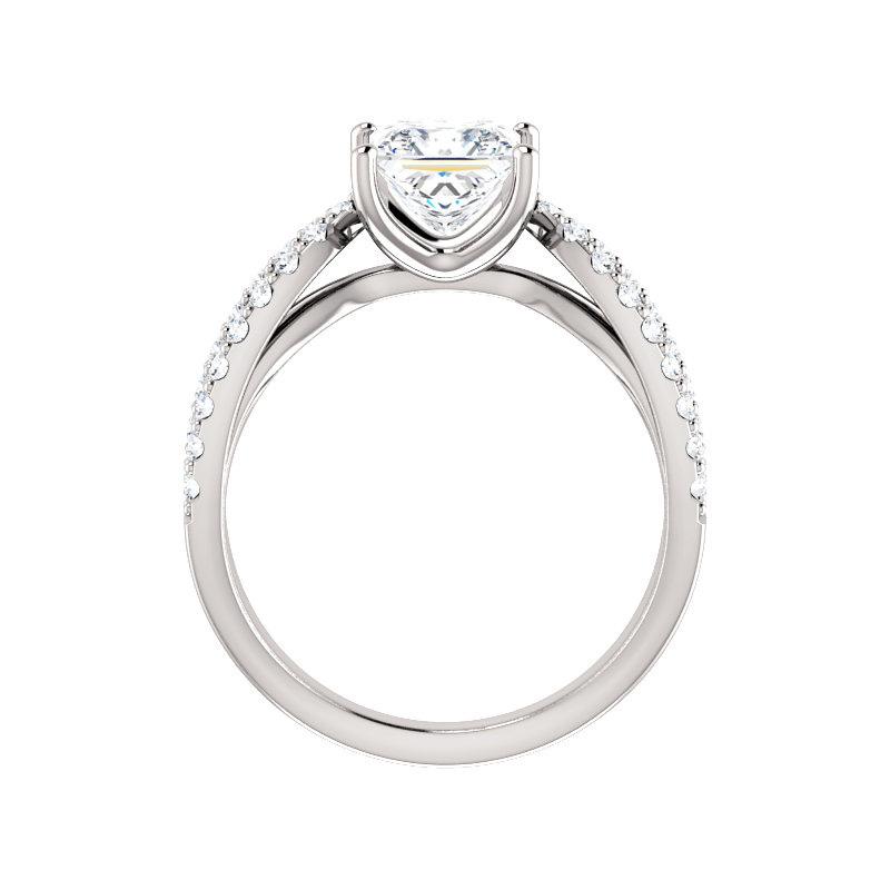 The Tia Princess Moissanite Ring moissanite engagement ring solitaire setting white gold side profile
