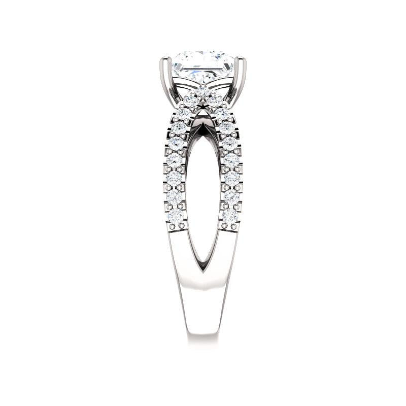 The Tia Princess Lab Diamond Ring Lab Diamond Engagement Ring solitaire setting white gold band profile