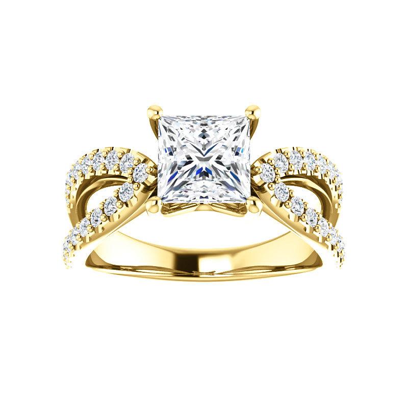 The Tia Princess Moissanite Ring moissanite engagement ring solitaire setting yellow gold