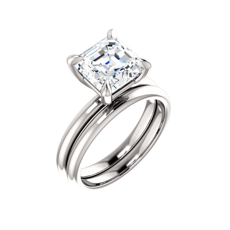 The Julie Asscher Lab Diamond Engagement Ring Solitaire Setting White Gold With Matching Band