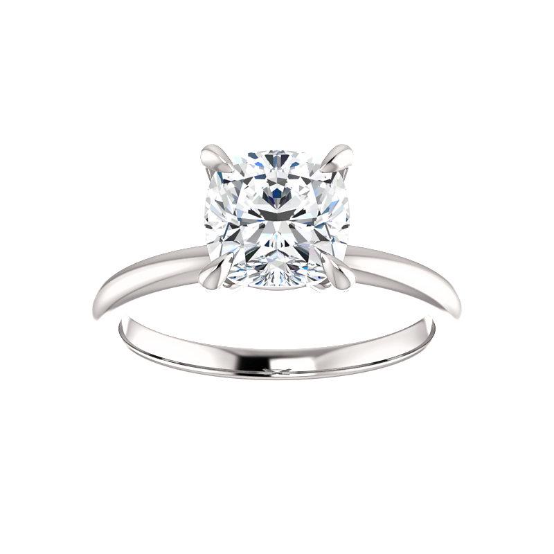 The Julie Cushion Moissanite Engagement Ring Solitaire Setting White Gold