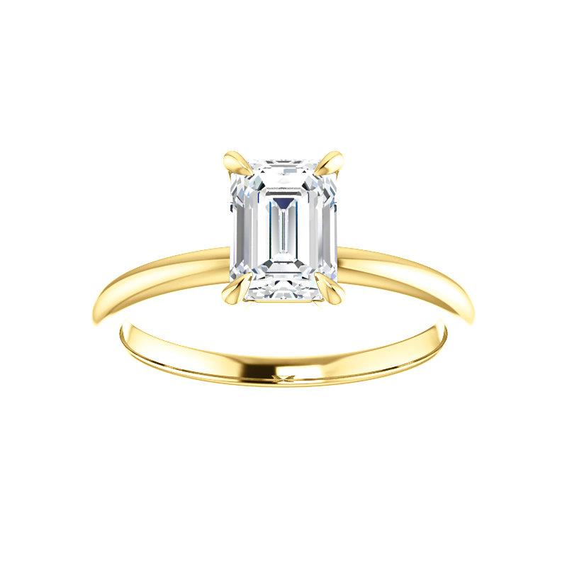 The Julie Emerald Moissanite Engagement Ring Solitaire Setting Yellow Gold