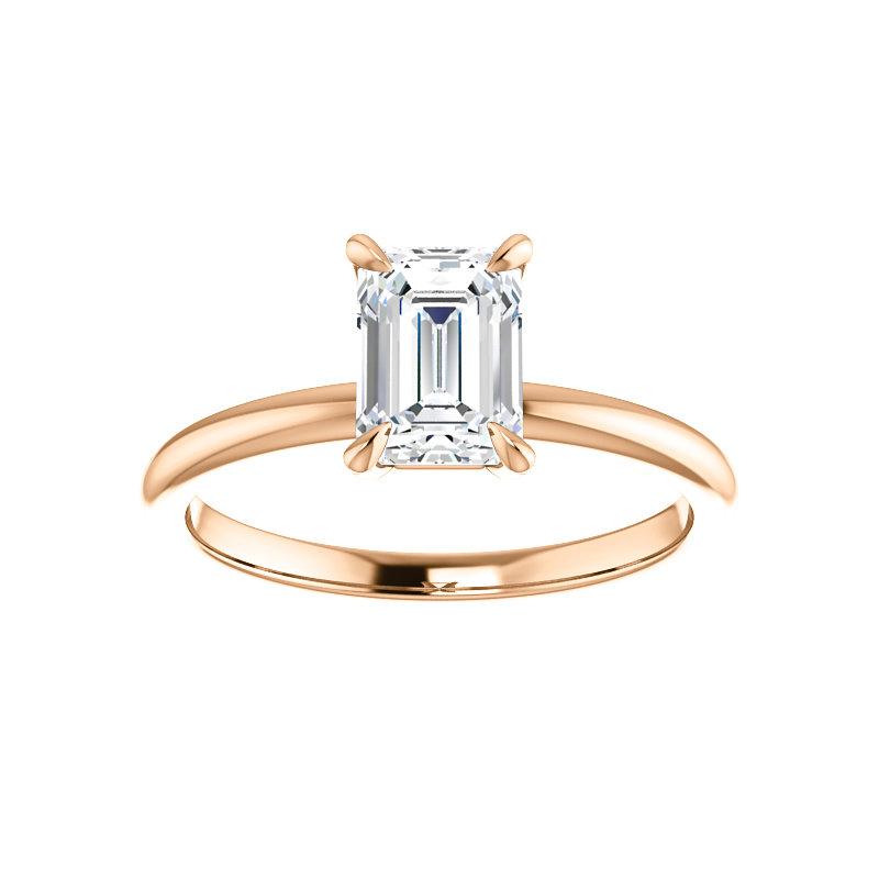 The Julie Emerald Moissanite Engagement Ring Solitaire Setting Rose Gold