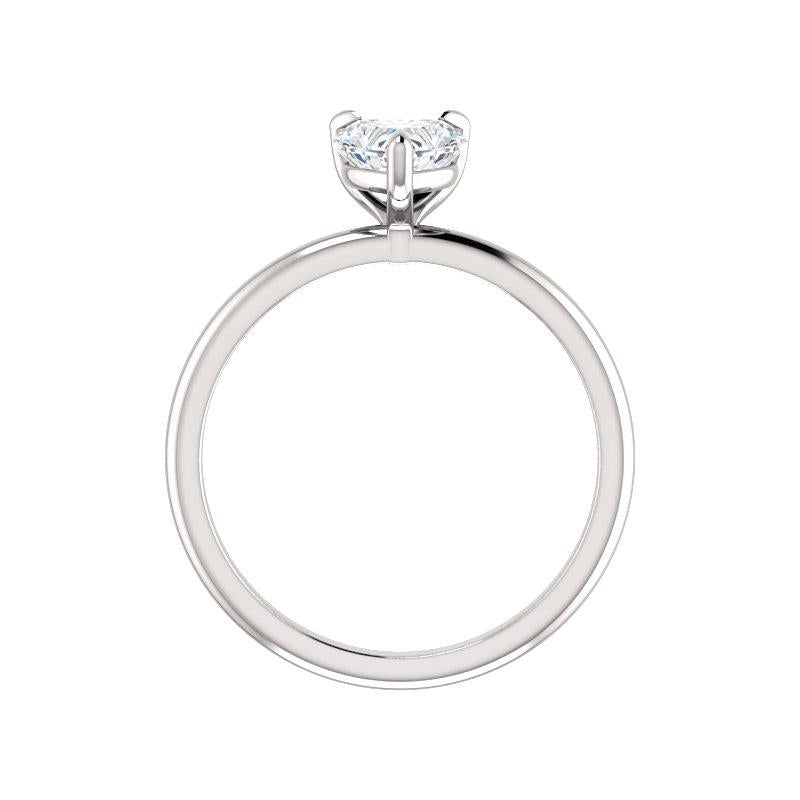 The Julie Heart Moissanite Engagement Ring Solitaire Setting White Gold Side Profile