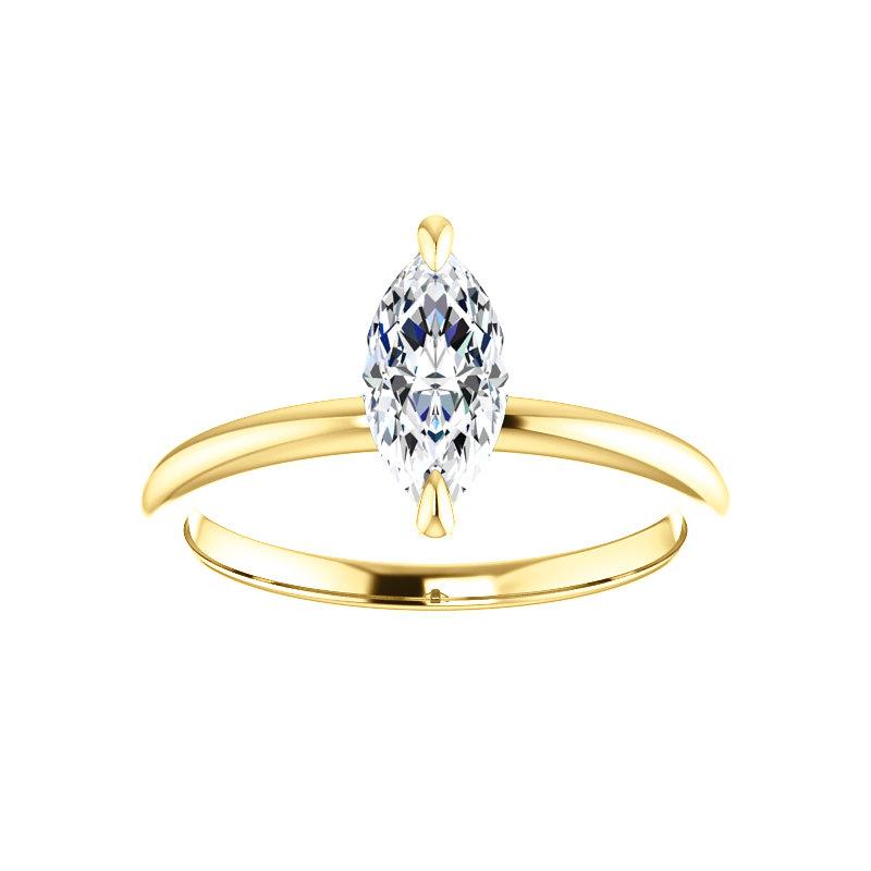 The Julie Marquise Moissanite Engagement Ring Solitaire Setting Yellow Gold