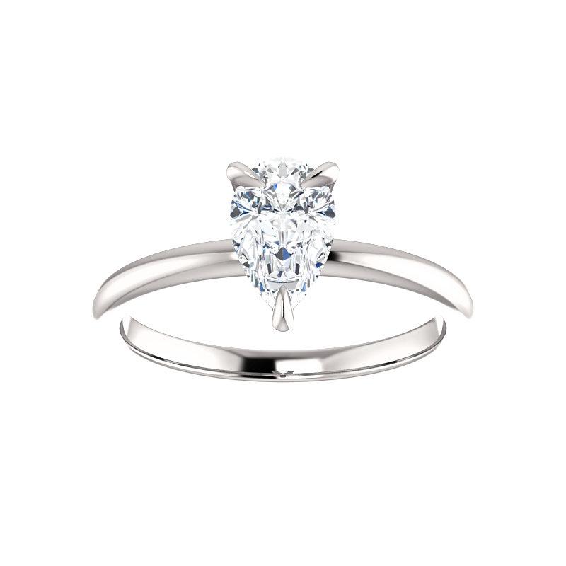 The Julie Pear Moissanite Engagement Ring Solitaire Setting White Gold