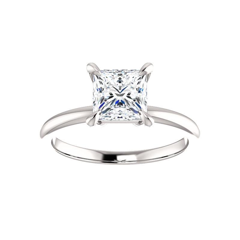 The Julie Princess Moissanite Engagement Ring Solitaire Setting White Gold