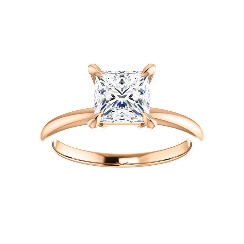 The Julie Princess Moissanite Engagement Ring Solitaire Setting Rose Gold