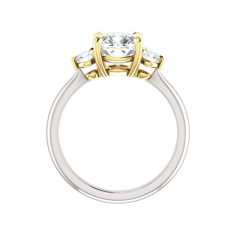 The Tina Cushion Moissanite Engagement Threestone Ring Setting White Gold Side Profile