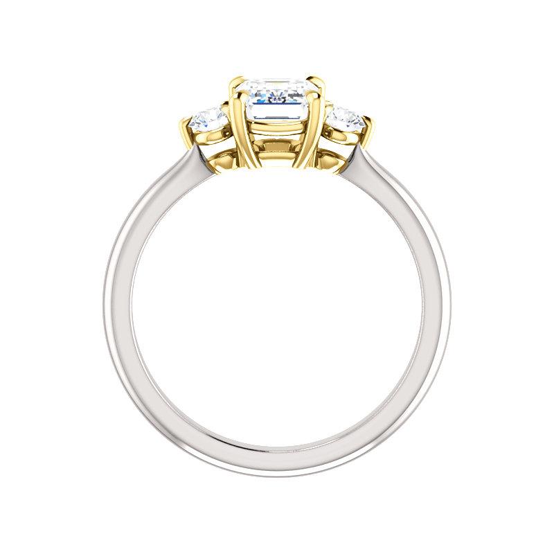 The Tina Emerald Moissanite Engagement Threestone Ring Setting White Gold Side Profile
