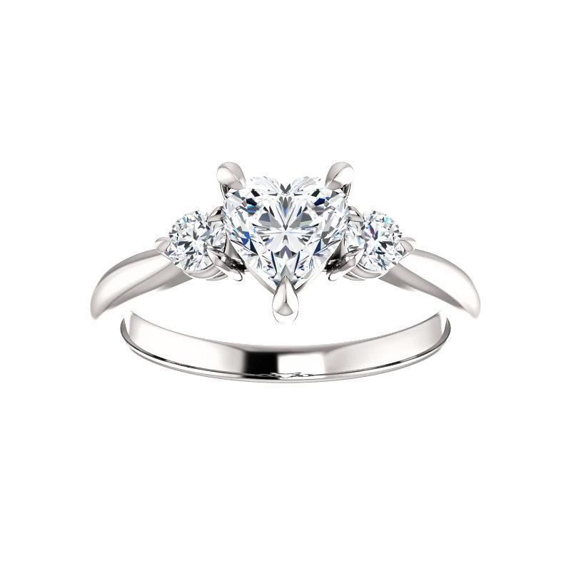 The Tina Heart Moissanite Engagement Threestone Ring Setting White Gold
