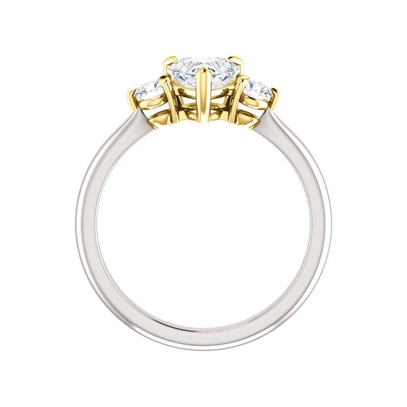 The Tina Heart Moissanite Engagement Threestone Ring Setting White Gold Side Profile