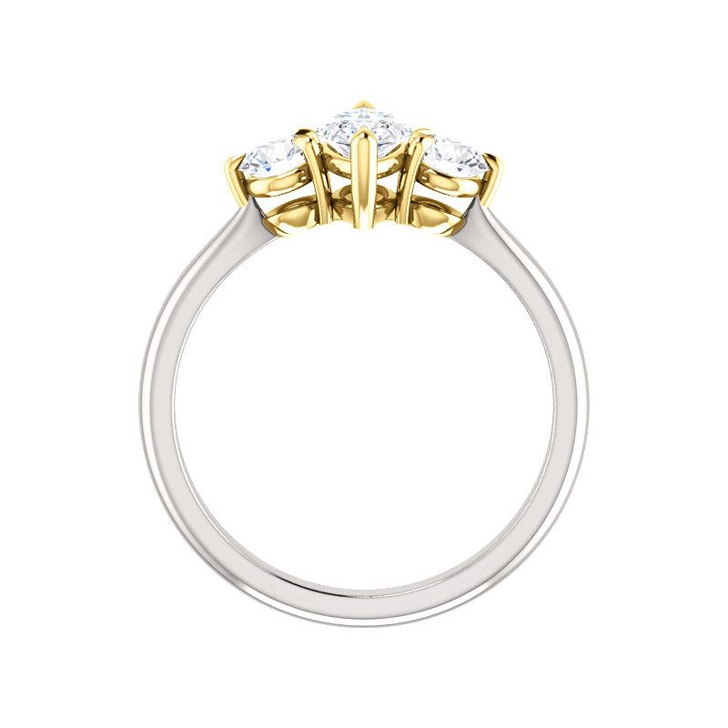 The Tina Marquise Moissanite Engagement Threestone Ring Setting White Gold Side Profile