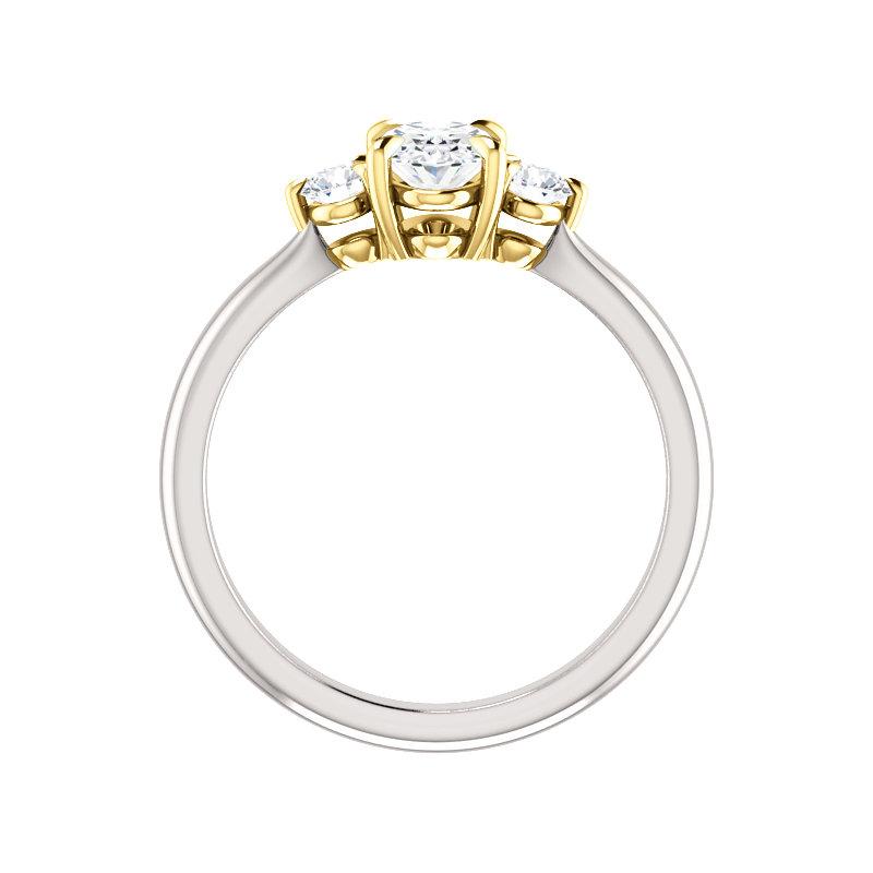 The Tina Oval Moissanite Engagement Threestone Ring Setting White Gold Side Profile