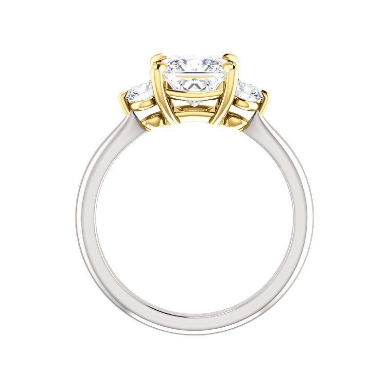 The Tina Princess Moissanite Engagement Threestone Ring Setting White Gold Side Profile