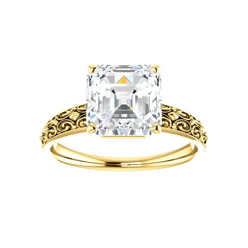 The Jolie Asscher Lab Diamond Engagement Ring Solitaire Setting Yellow Gold