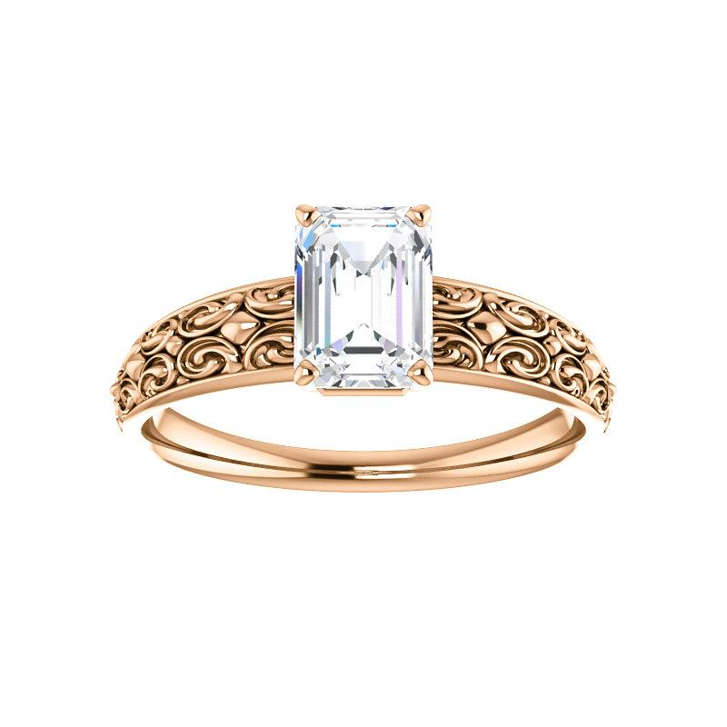 The Jolie Emerald Lab Diamond Engagement Ring Solitaire Setting Rose Gold