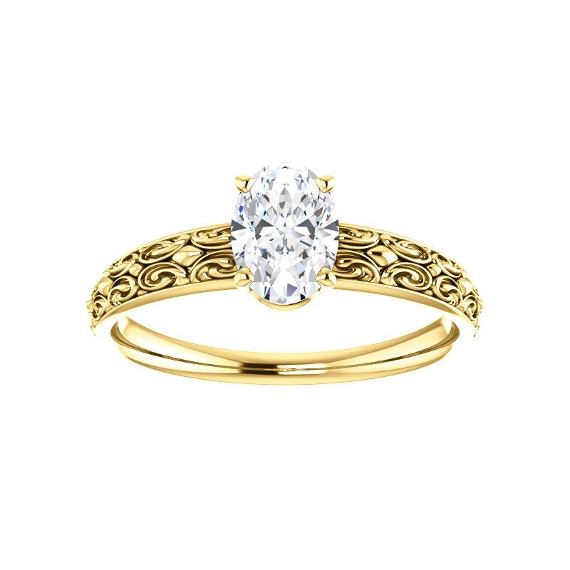 The Jolie Oval Moissanite Engagement Ring Solitaire Setting Yellow Gold
