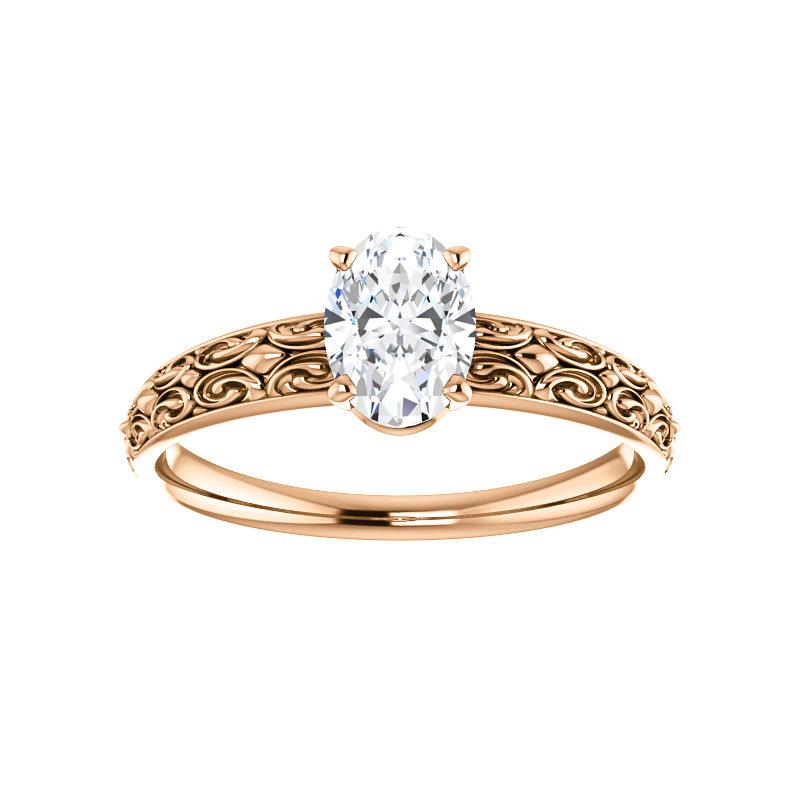The Jolie Oval Moissanite Engagement Ring Solitaire Setting Rose Gold